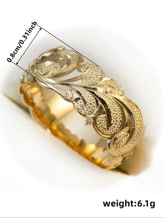 Women'S Street Trend Texture Metal Design Ring, Vintage Retro Promise Ring, Trendy Chic Jewelry as Gift for Girlfriend