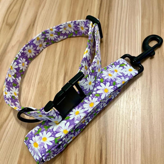 Purple Daisy Collar and Leash Set
