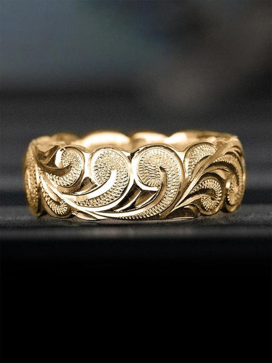 Women'S Street Trend Texture Metal Design Ring, Vintage Retro Promise Ring, Trendy Chic Jewelry as Gift for Girlfriend