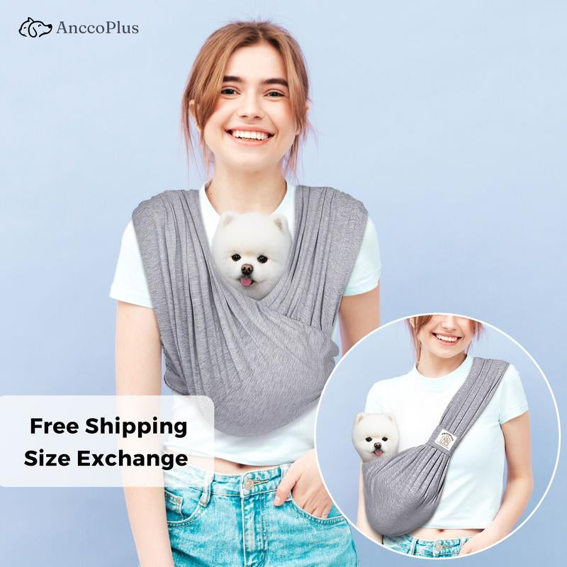 Anccoplus Convertible Dog Carrier Sling for Small Dogs and Cats, Reduces Back Stress, Premium Cotton, Stylish Design, Hands-Free, Easy to Wear