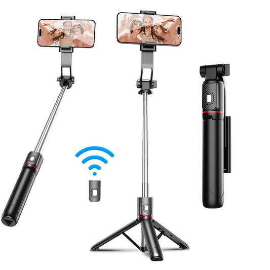 Phone Tripod & Selfie Stick, Phone Tripod Integrated with Wireless Remote Compatible with All Cell Phones for Selfie