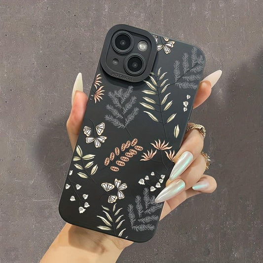 Plant Leaf Print Phone Case for Summer Gift, 1 Count Shockproof Cellphone Protective Cover, Smartphone Phone Cases for Iphone 11 12 13 14 15 Pro Max 15 Plus