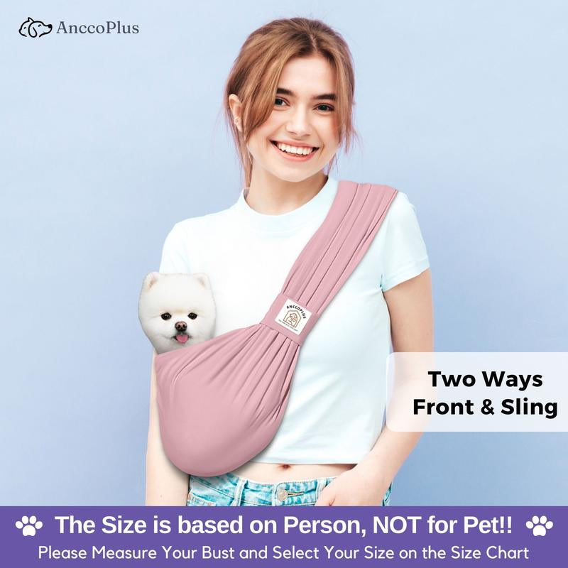 Anccoplus Convertible Dog Carrier Sling for Small Dogs and Cats, Reduces Back Stress, Premium Cotton, Stylish Design, Hands-Free, Easy to Wear