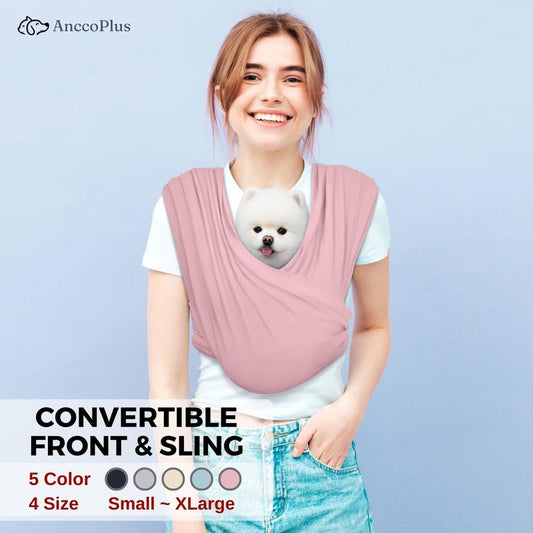 Anccoplus Convertible Dog Carrier Sling for Small Dogs and Cats, Reduces Back Stress, Premium Cotton, Stylish Design, Hands-Free, Easy to Wear