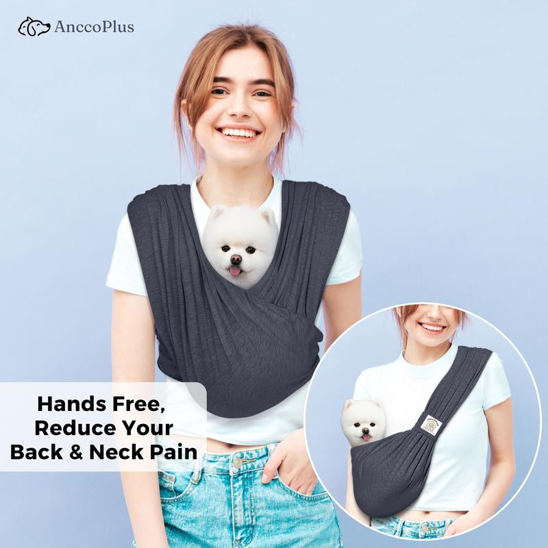 Anccoplus Convertible Dog Carrier Sling for Small Dogs and Cats, Reduces Back Stress, Premium Cotton, Stylish Design, Hands-Free, Easy to Wear