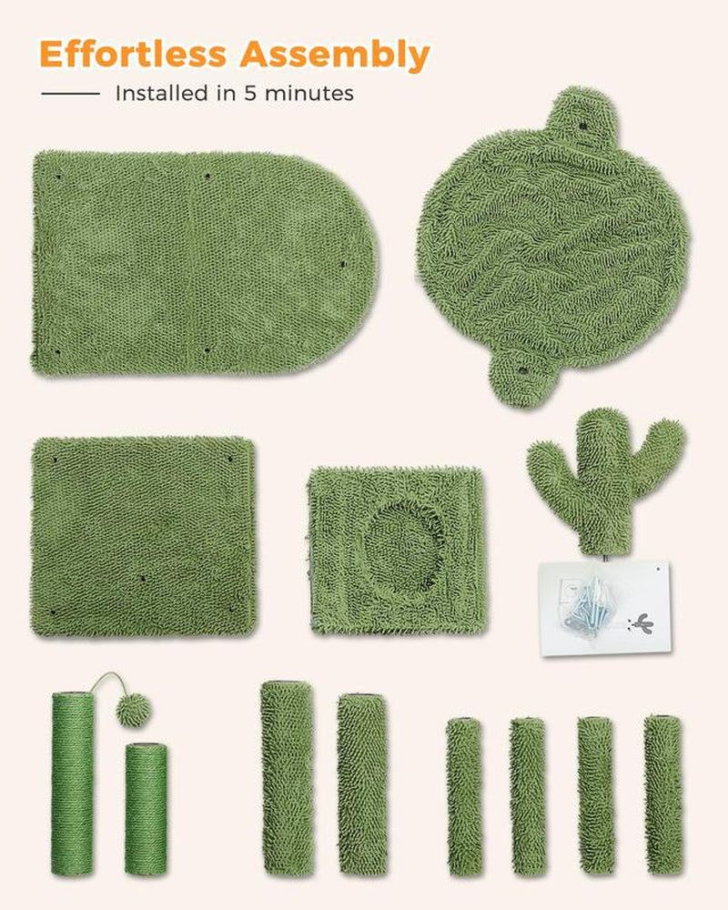 Cactus Cat Tree Condo 40" with Hammock Perch, Cat Sisal Scratching Post for Indoor Kitty Medium Cats,Green N073